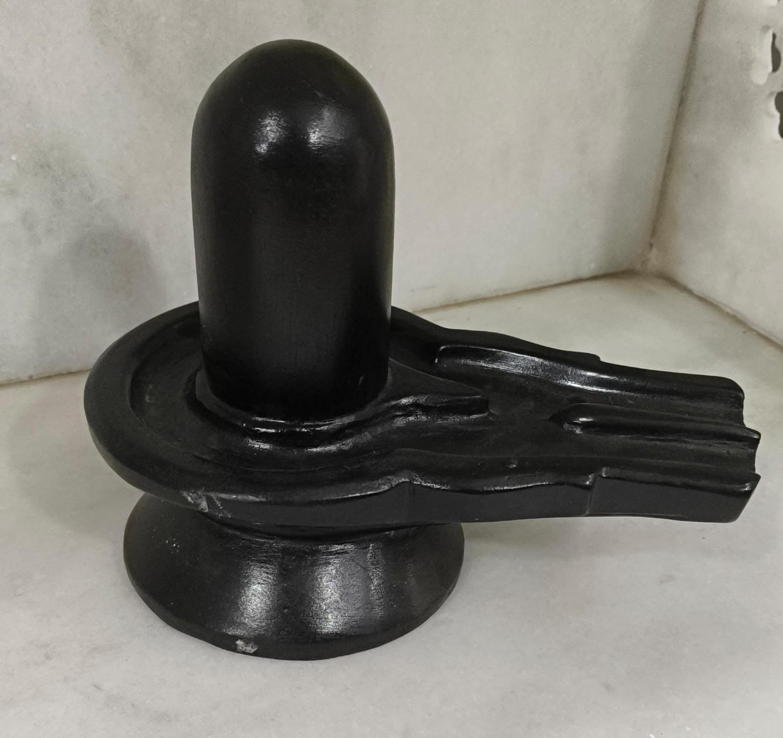 Solid Black Marble Shiva Lingam Idol