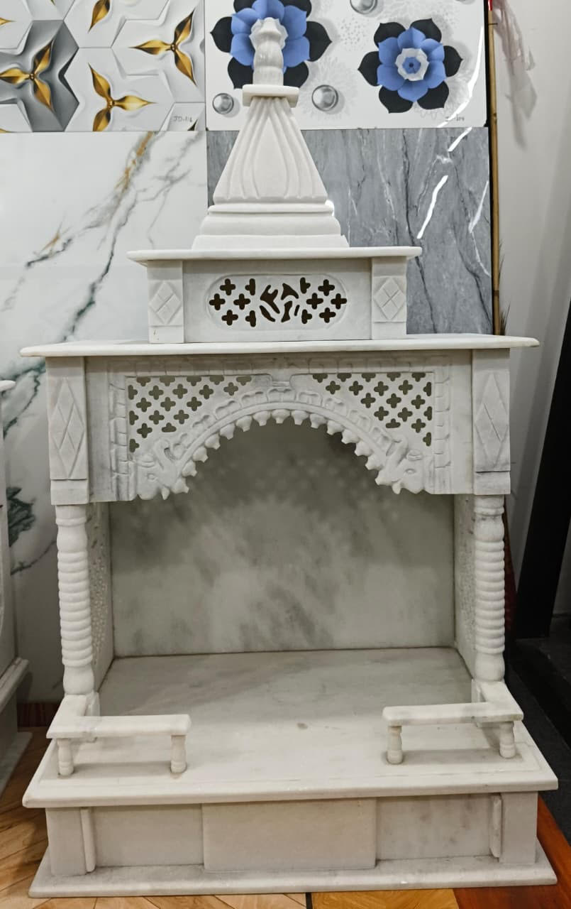 Pure White Marble-Finish Mandir