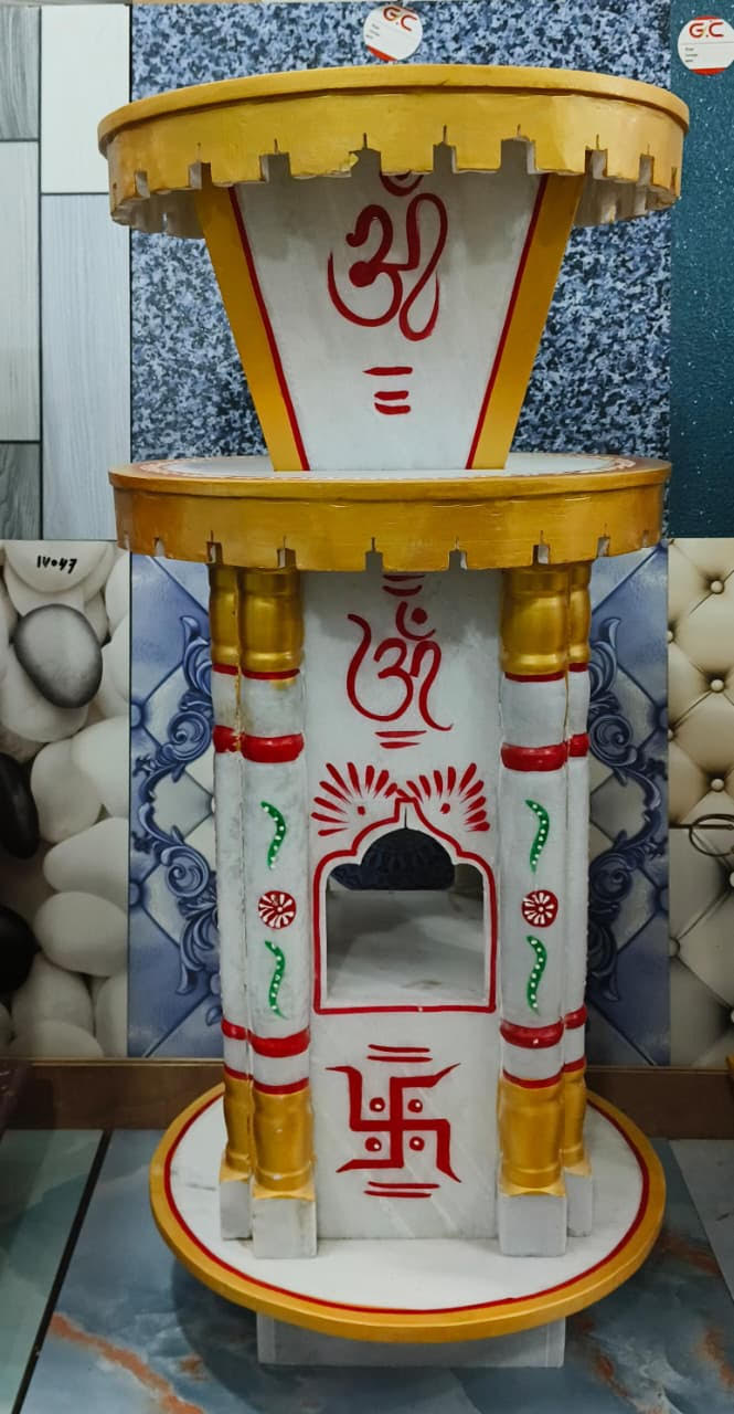 Painted White and Gold Tulsi Vedhi